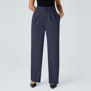 Halara Flex High Waisted Zipper Pocket Shirred Straight Leg Work Pants